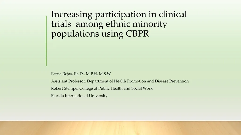 increasing participation in clinical trials among ethnic minority populations using cbpr