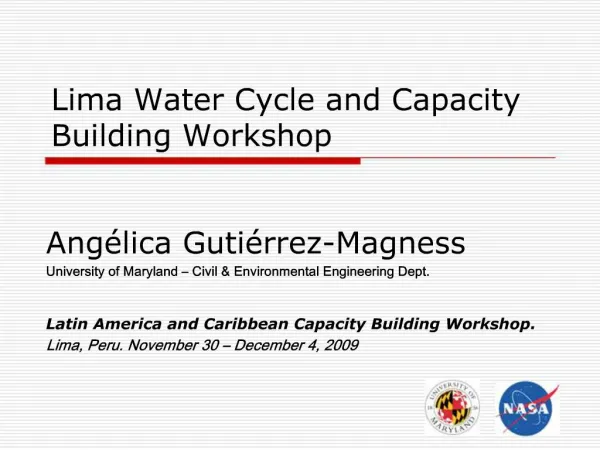 Lima Water Cycle and Capacity Building Workshop