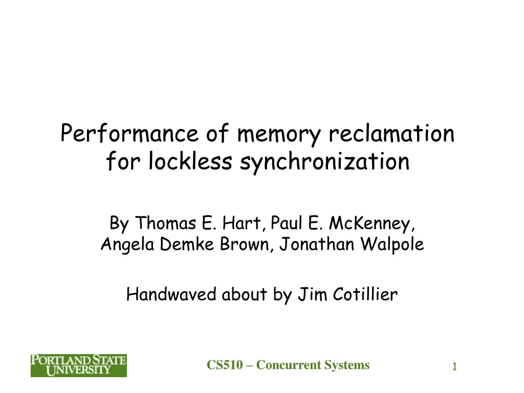 performance of memory reclamation for lockless synchronization