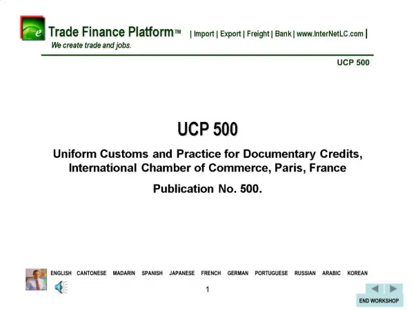 UCP 500 Uniform Customs and Practice for Documentary Credits, International Chamber of Commerce, Paris, France Publicati
