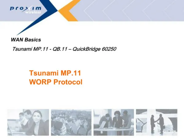 WAN Basics Tsunami MP.11 - QB.11 QuickBridge 60250 Tsunami MP.11 WORP Protocol