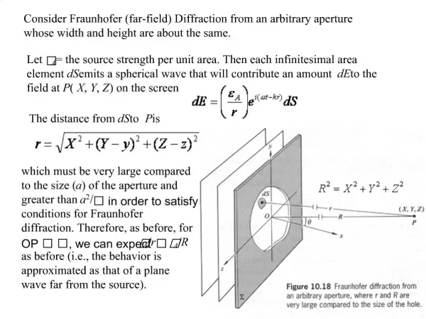 Consider Fraunhofer far-field Diffraction from an arbitrary aperture whose width and height are about the same.