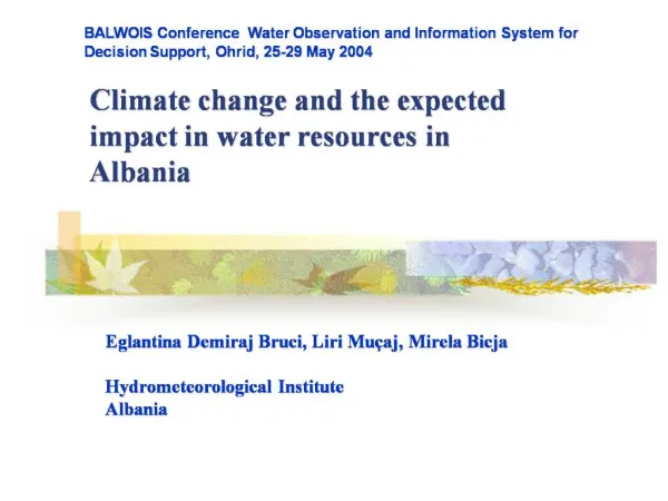 Climate change and the expected impact in water resources in Albania