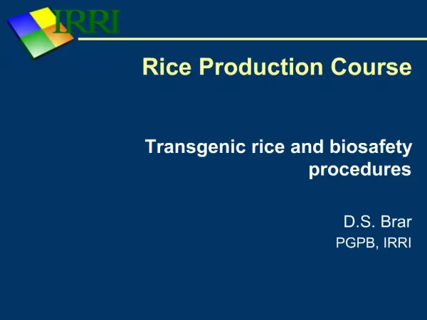 Rice Production Course