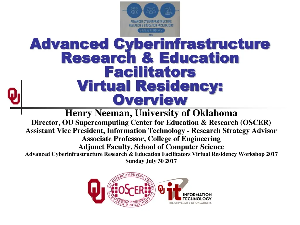 advanced cyberinfrastructure research education facilitators virtual residency overview