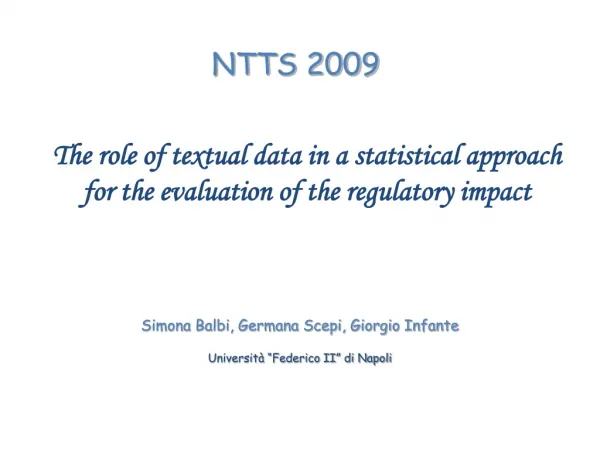 The role of textual data in a statistical approach for the evaluation of the regulatory impact