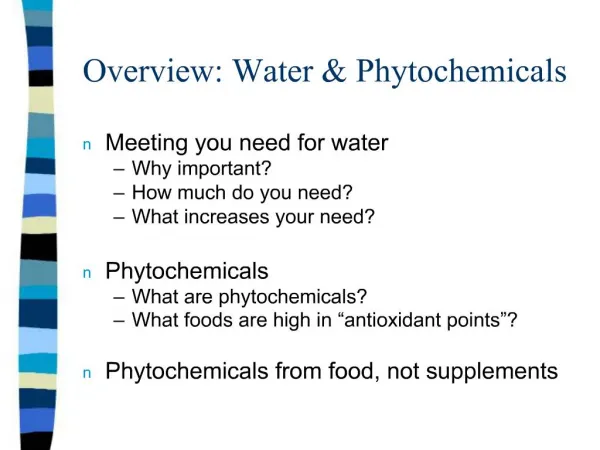 Overview: Water Phytochemicals