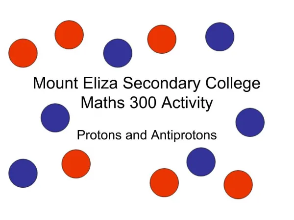 Mount Eliza Secondary College Maths 300 Activity