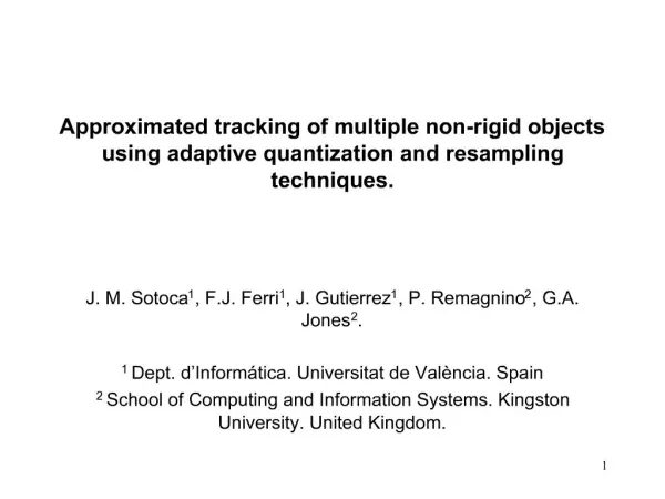 Approximated tracking of multiple non-rigid objects using adaptive quantization and resampling techniques.