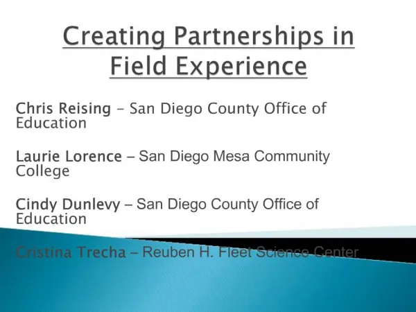Creating Partnerships in Field Experience