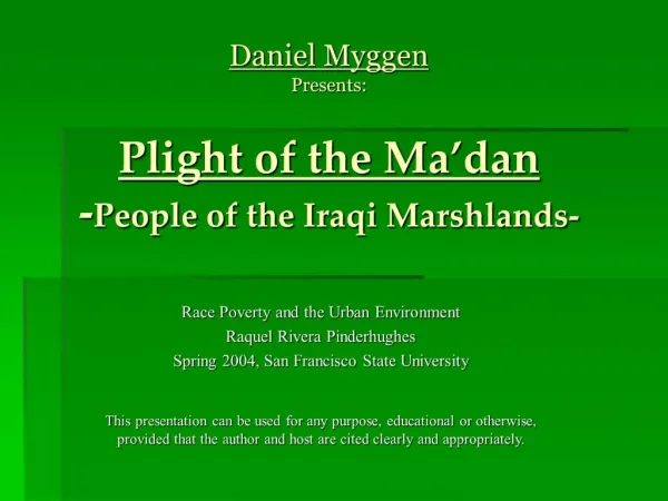 Plight of the Ma dan -People of the Iraqi Marshlands-