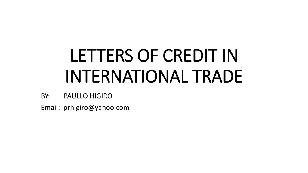 letters of credit in international trade