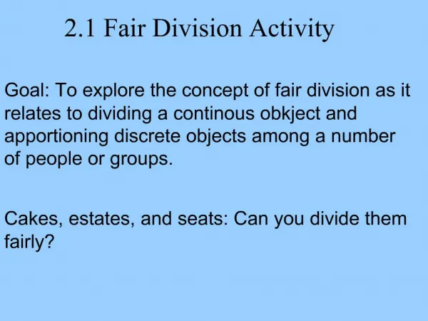 2.1 Fair Division Activity