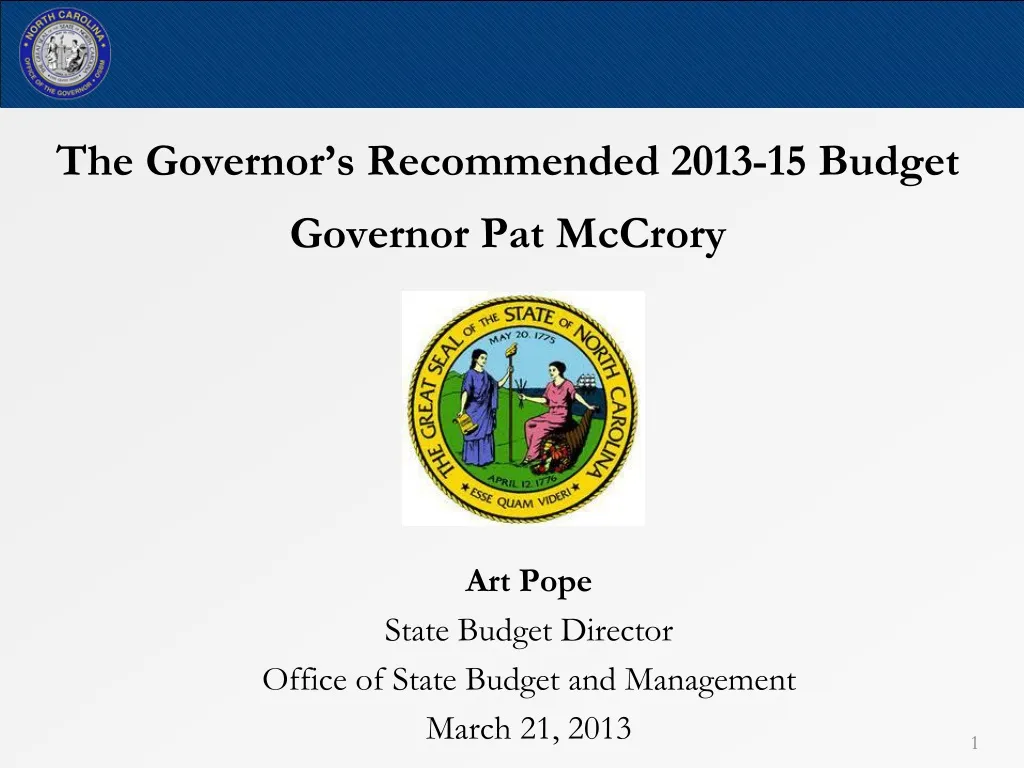 the governor s recommended 2013 15 budget governor pat mccrory