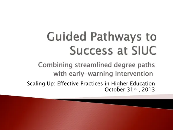 Guided Pathways to Success at SIUC