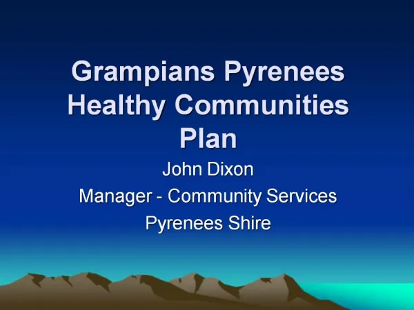 Grampians Pyrenees Healthy Communities Plan