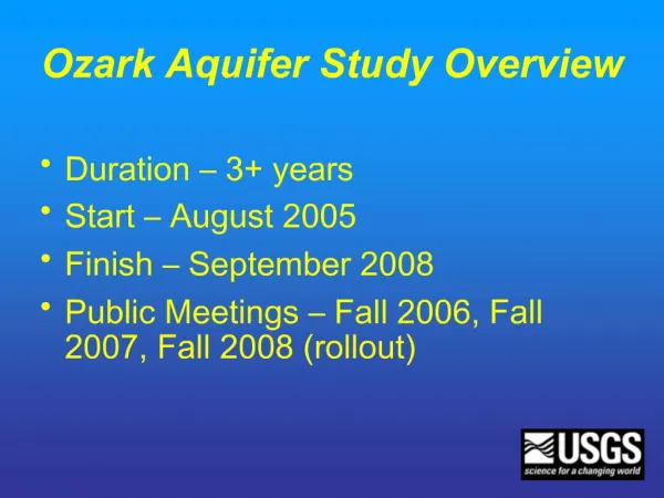 Ozark Aquifer Study Overview