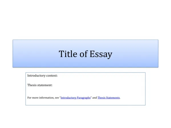 Title of Essay