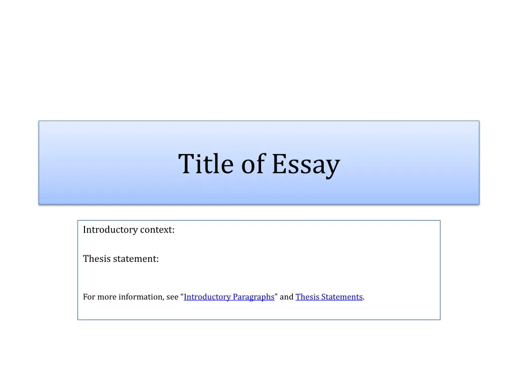 title of essay