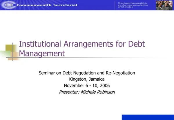 Institutional Arrangements for Debt Management