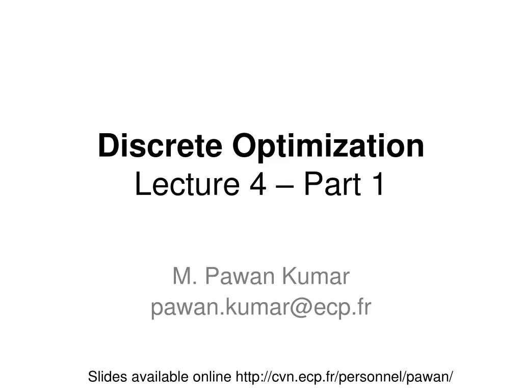 discrete optimization lecture 4 part 1