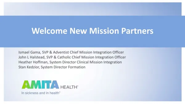 Welcome New Mission Partners