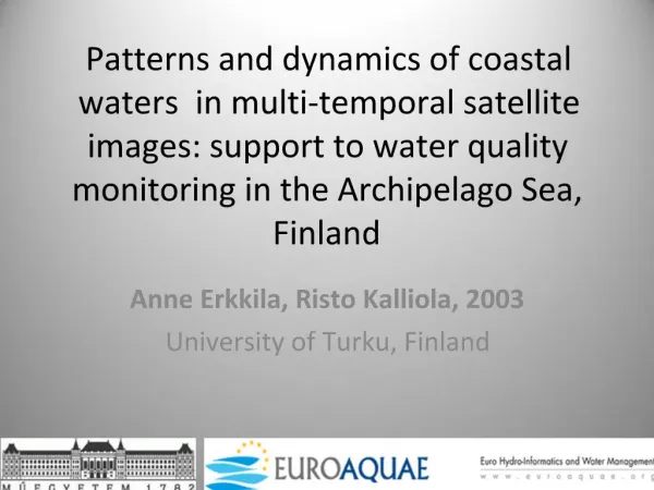 Patterns and dynamics of coastal waters in multi-temporal satellite images: support to water quality monitoring in the