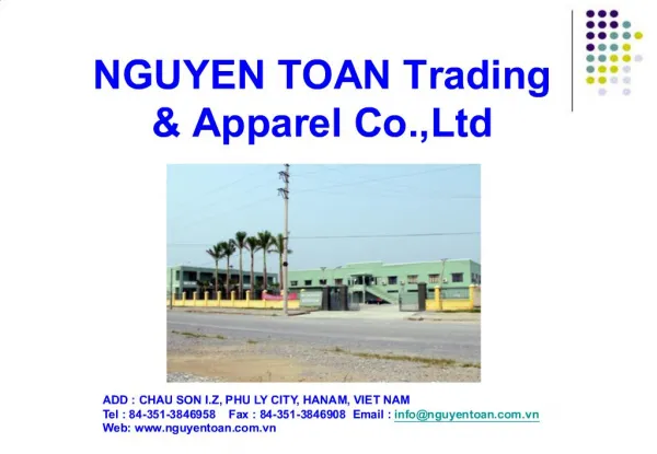 NGUYEN TOAN Trading Apparel Co.,Ltd