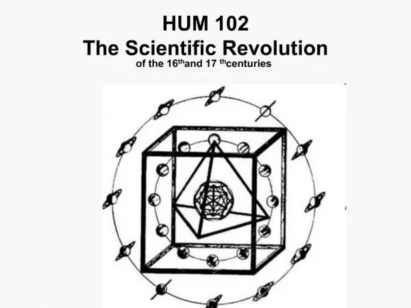 HUM 102 The Scientific Revolution of the 16th and 17th centuries