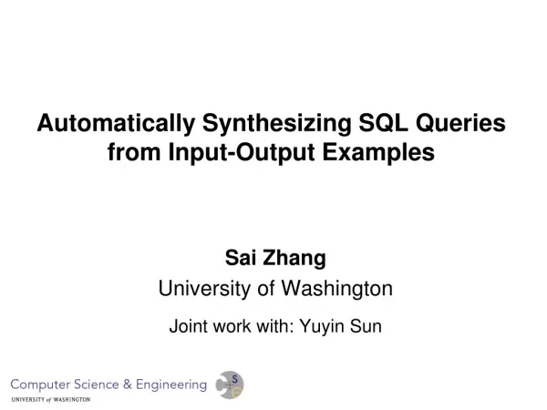 Automatically Synthesizing SQL Queries from Input-Output Examples