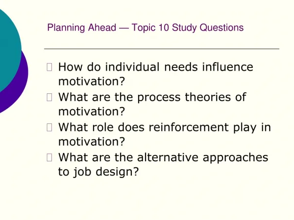Planning Ahead — Topic 10 Study Questions