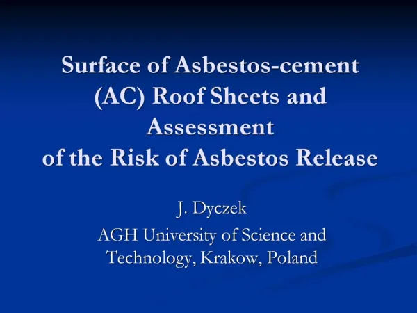 Surface of Asbestos-cement AC Roof Sheets and Assessment of the Risk of Asbestos Release