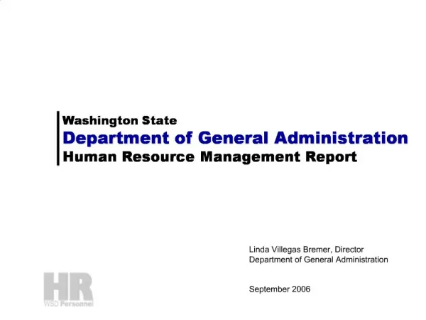 Washington State Department of General Administration Human Resource Management Report