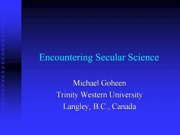 Encountering Secular Science