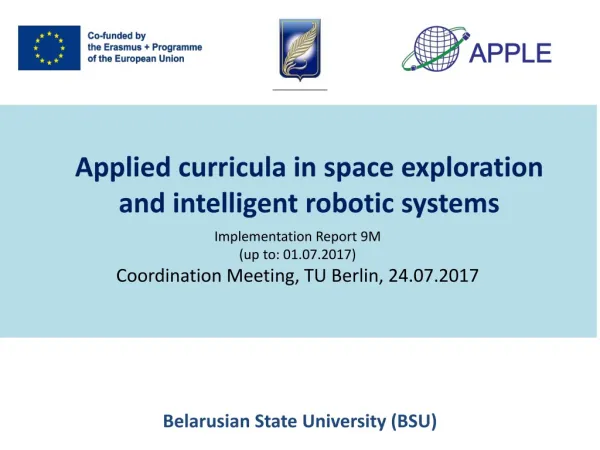 Applied curricula in space exploration and intelligent robotic systems