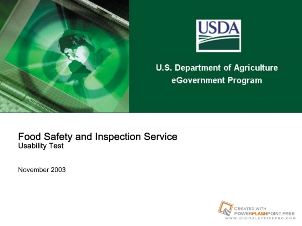 Food Safety and Inspection ServiceUsability TestNovember 2003