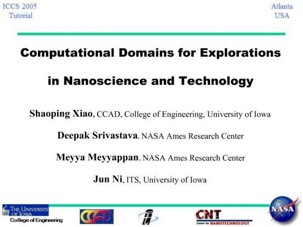 Computational Domains for Explorations in Nanoscience and Technology