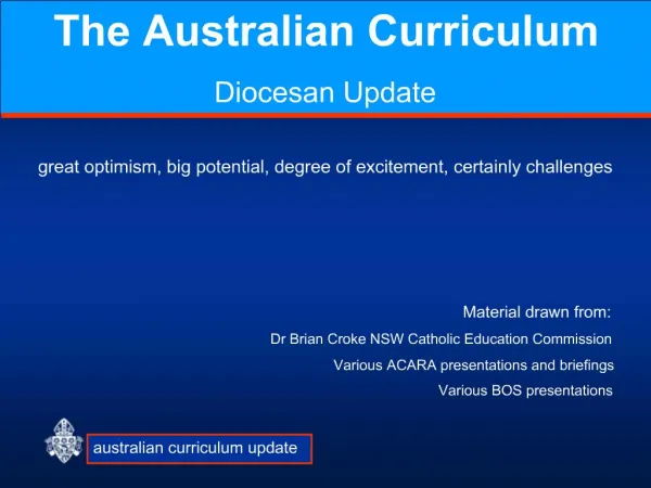 Australian curriculum update