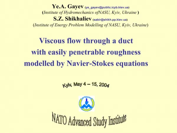 Ye.A. Gayev ye_gayevpublic.icyb.kiev.ua Institute of Hydromechanics of NASU, Kyiv, Ukraine S.Z. Shikhaliev sabirshikh.p