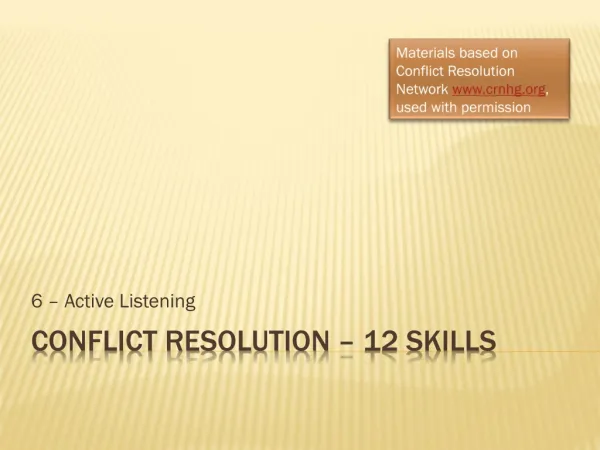 Conflict Resolution – 12 Skills