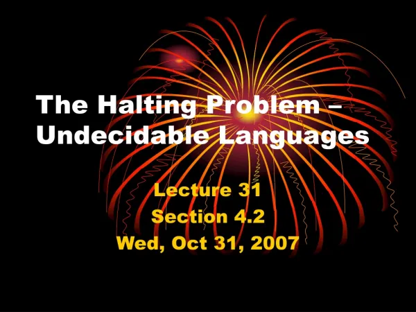 The Halting Problem – Undecidable Languages