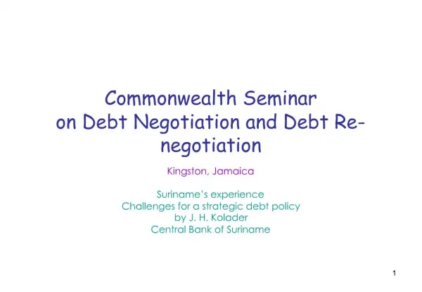 Commonwealth Seminar on Debt Negotiation and Debt Re-negotiation