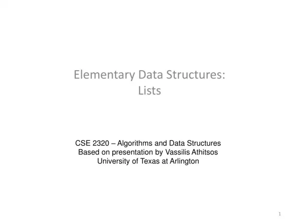 Elementary Data Structures: Lists