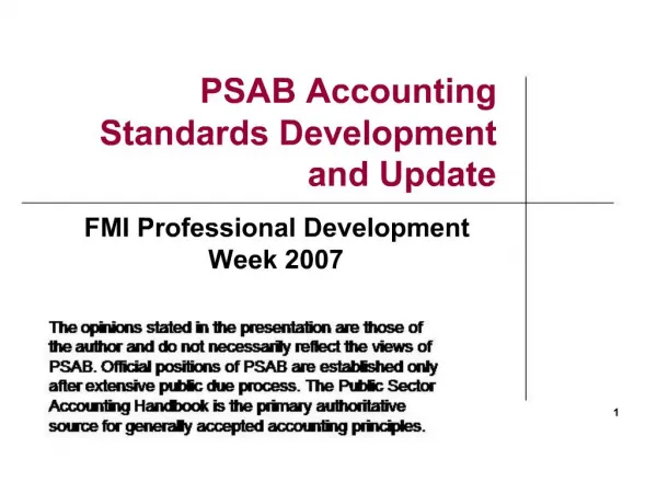 PSAB Accounting Standards Development and Update