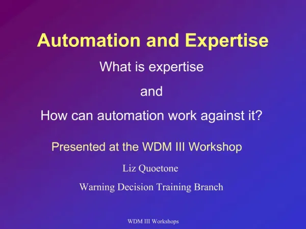 Automation and Expertise