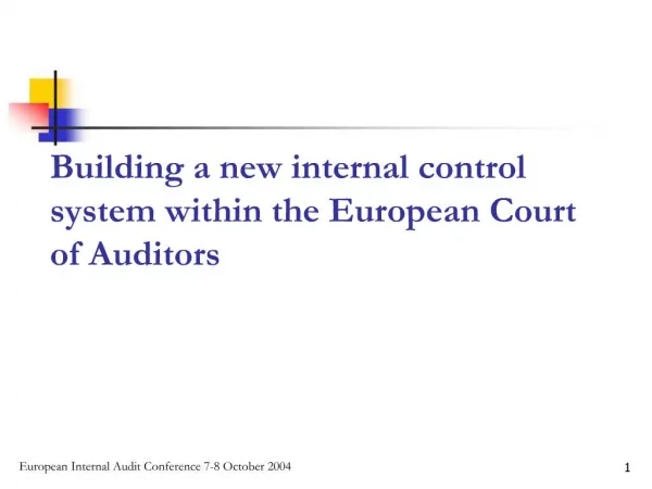 Building a new internal control system within the European Court of Auditors