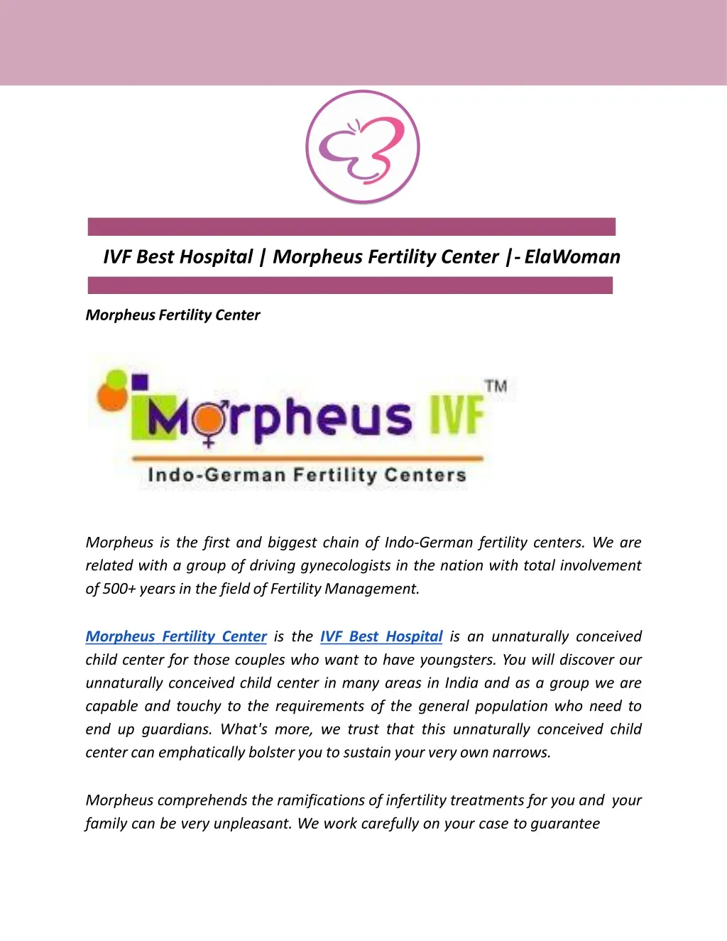ivf best hospital morpheus fertility center
