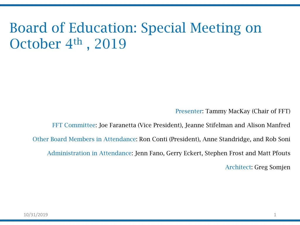 board of education special meeting on october