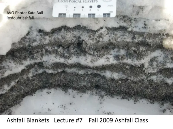 Ashfall Blankets Lecture #7 Fall 2009 Ashfall Class