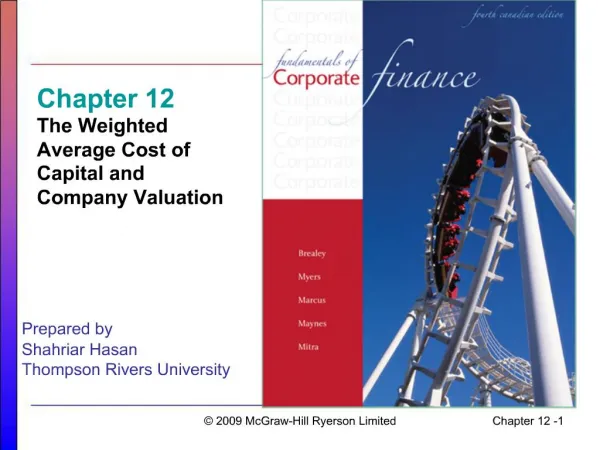 Chapter 12 The Weighted Average Cost of Capital and Company Valuation